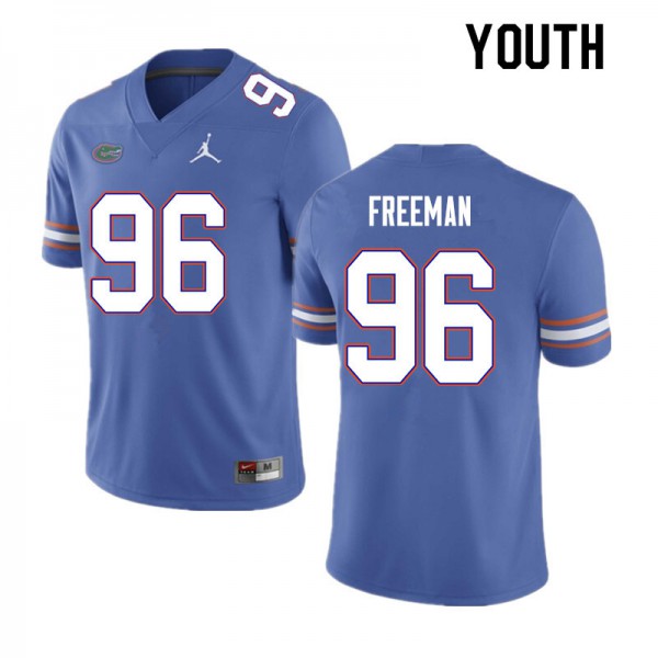 Youth #96 Travis Freeman Florida Gators College Football Jersey Blue